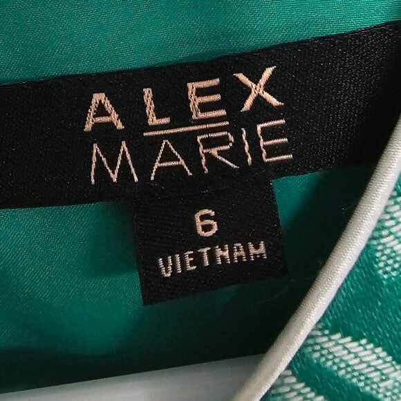 NWT Alex Marie Green Paisley Sleeveless Brocade Retro Knee Length Dress Size 6 - Picture 11 of 14